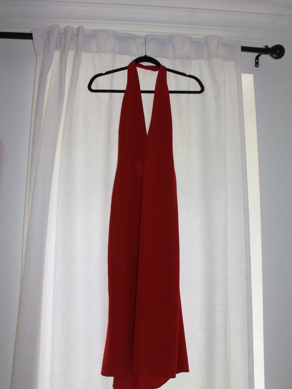 Vintage Red Halter Evening Dress - Elegant Women's Dress